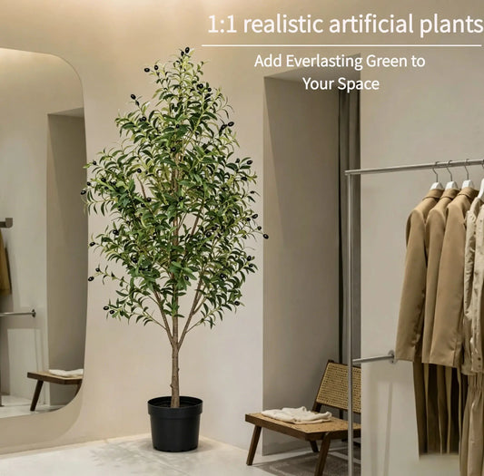 110/150/180Cm Non-Hazardous Artificial Olive Tree with Pot, Low-Maintenance Indoor Decor Tree for Home Office Commercial