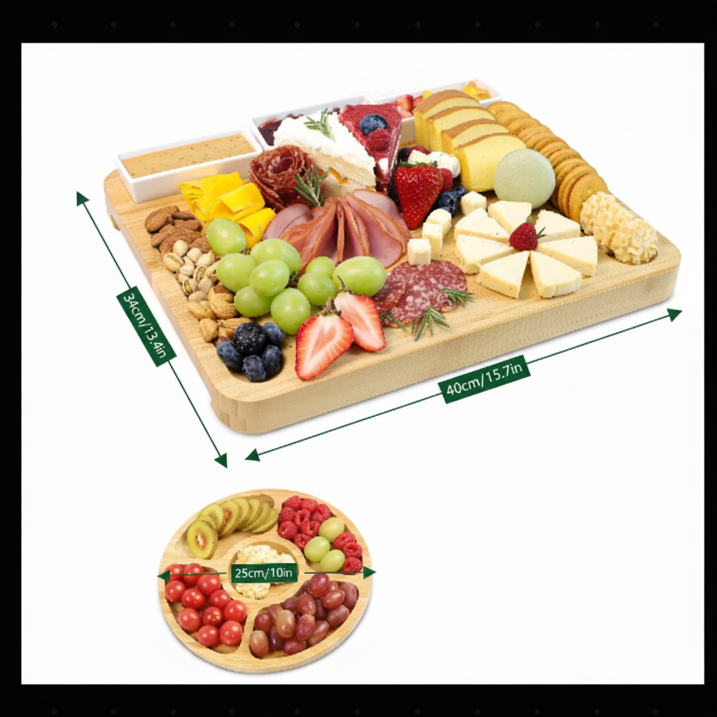 Bamboo Charcuterie Board with Measurements
