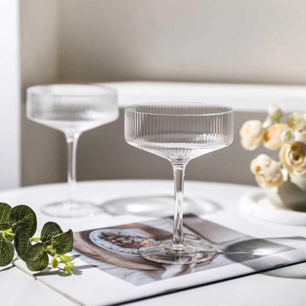 Elegant Martini Glasses Set of 4 - Premium Hand-Blown Lead-Free Crystal for Cocktails, Champagne, and More!