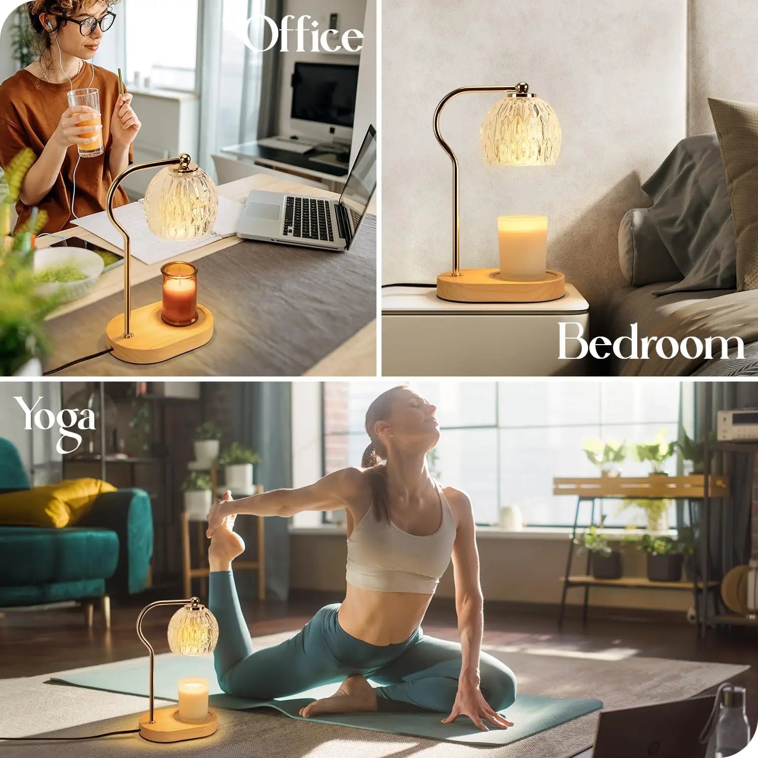 Candle Warmer Lamp with Timer & Dimmer, Small Candle Warmer Light for Bedroom, Electric Wax Melts Warmer for Candle Jars, Home Decor beside Lamp for Women (2 X GU10 Bulbs Included) Decoration Items Decorating