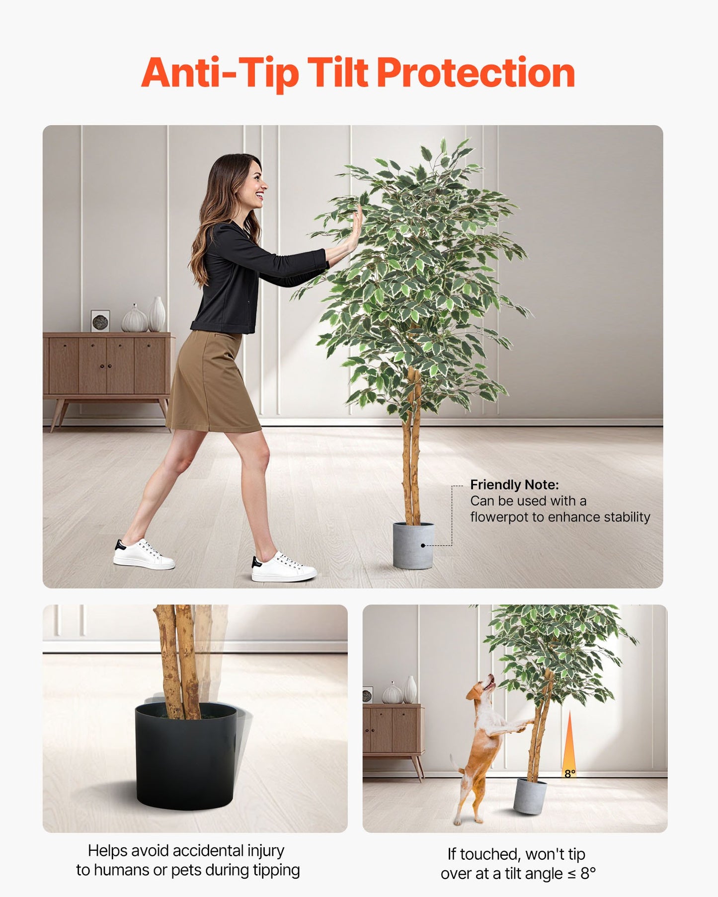 5FT Artificial Ficus Tree Tall Faux Plant with Black Pot for Indoor Decor