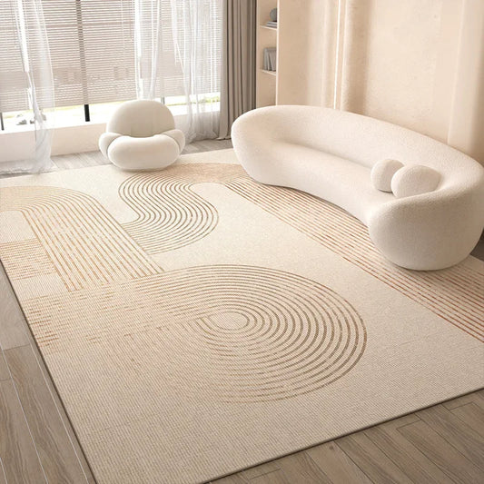 Cream Style Living Room Carpet, Waterproof and Anti-Slip Sofa Coffee Table Rug, Bedroom Floor Mat, Home Decoration