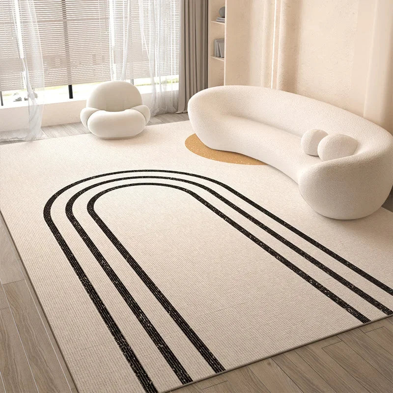 Cream Style Living Room Carpet, Waterproof and Anti-Slip Sofa Coffee Table Rug, Bedroom Floor Mat, Home Decoration