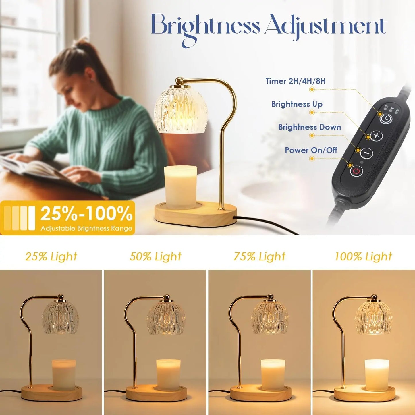 Candle Warmer Lamp with Timer & Dimmer, Small Candle Warmer Light for Bedroom, Electric Wax Melts Warmer for Candle Jars, Home Decor beside Lamp for Women (2 X GU10 Bulbs Included) Decoration Items Decorating
