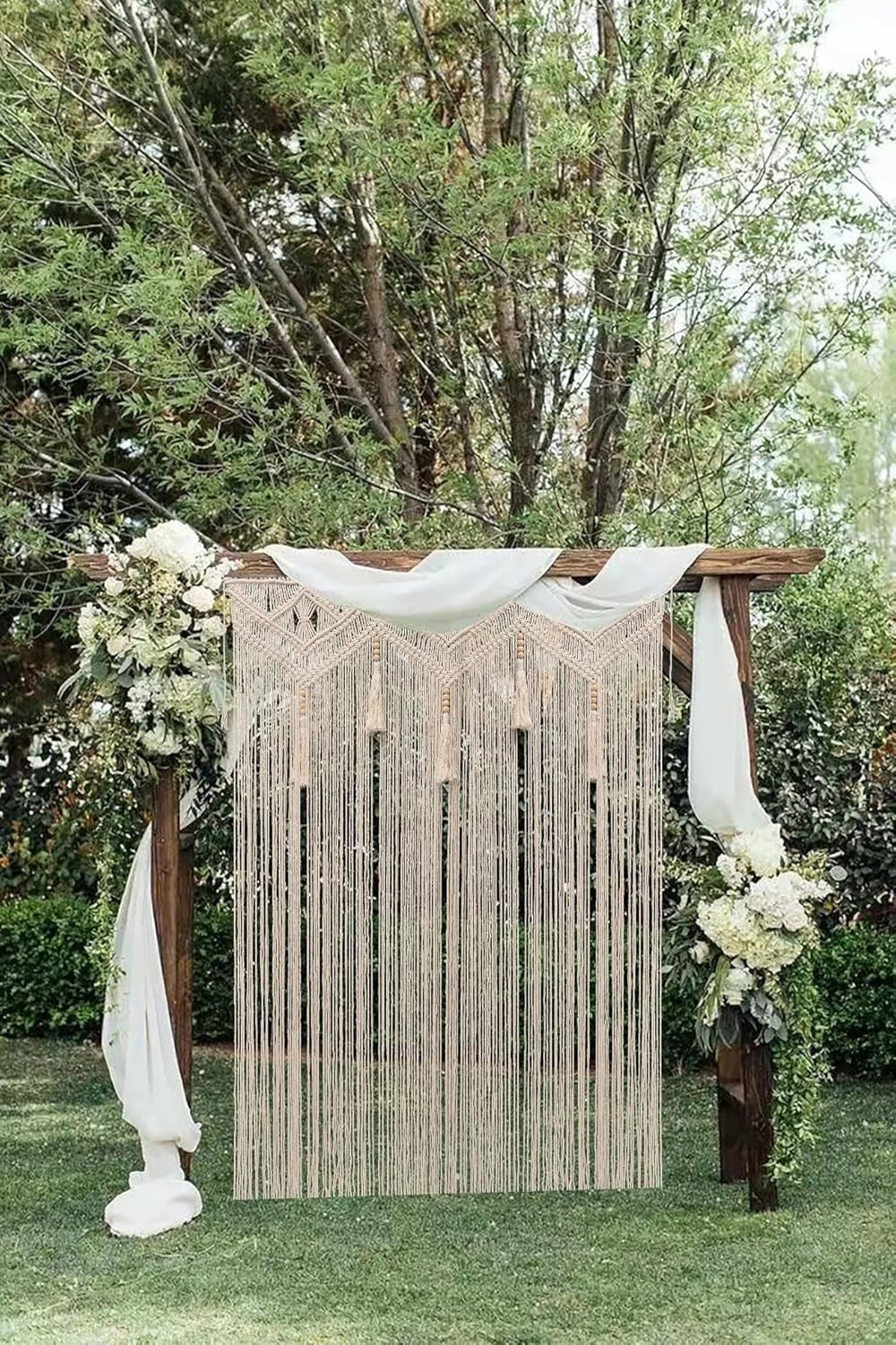 LIMITLZ™ Boho Macrame Curtain, Full Length View, 52 inches Wide by 72 inches Long
