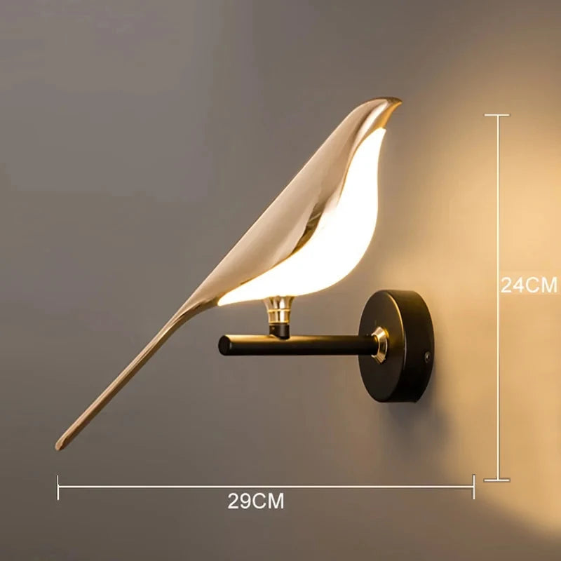 LIMITLZ™ Nordic Golden Bird Wall Lamp, Sculptural Gold Bird Design, Bedroom Wall Decor