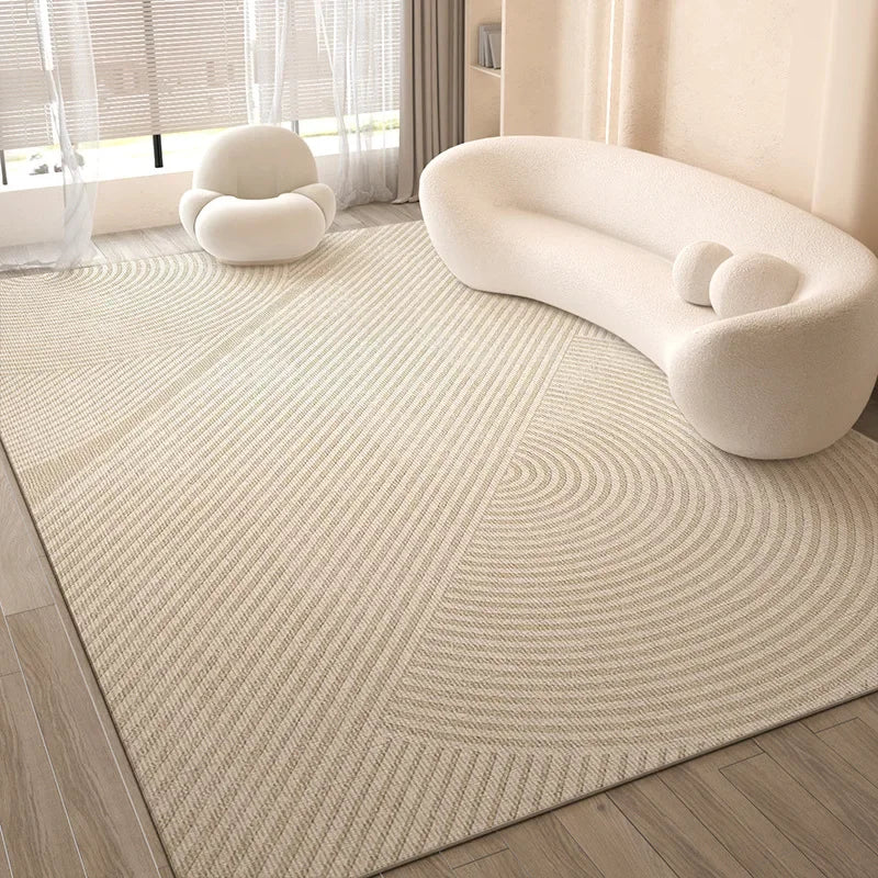 Cream Style Living Room Carpet, Waterproof and Anti-Slip Sofa Coffee Table Rug, Bedroom Floor Mat, Home Decoration