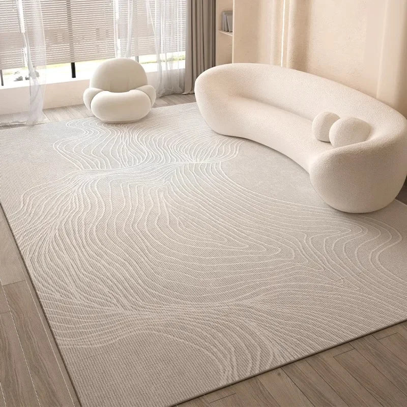 Cream Style Living Room Carpet, Waterproof and Anti-Slip Sofa Coffee Table Rug, Bedroom Floor Mat, Home Decoration
