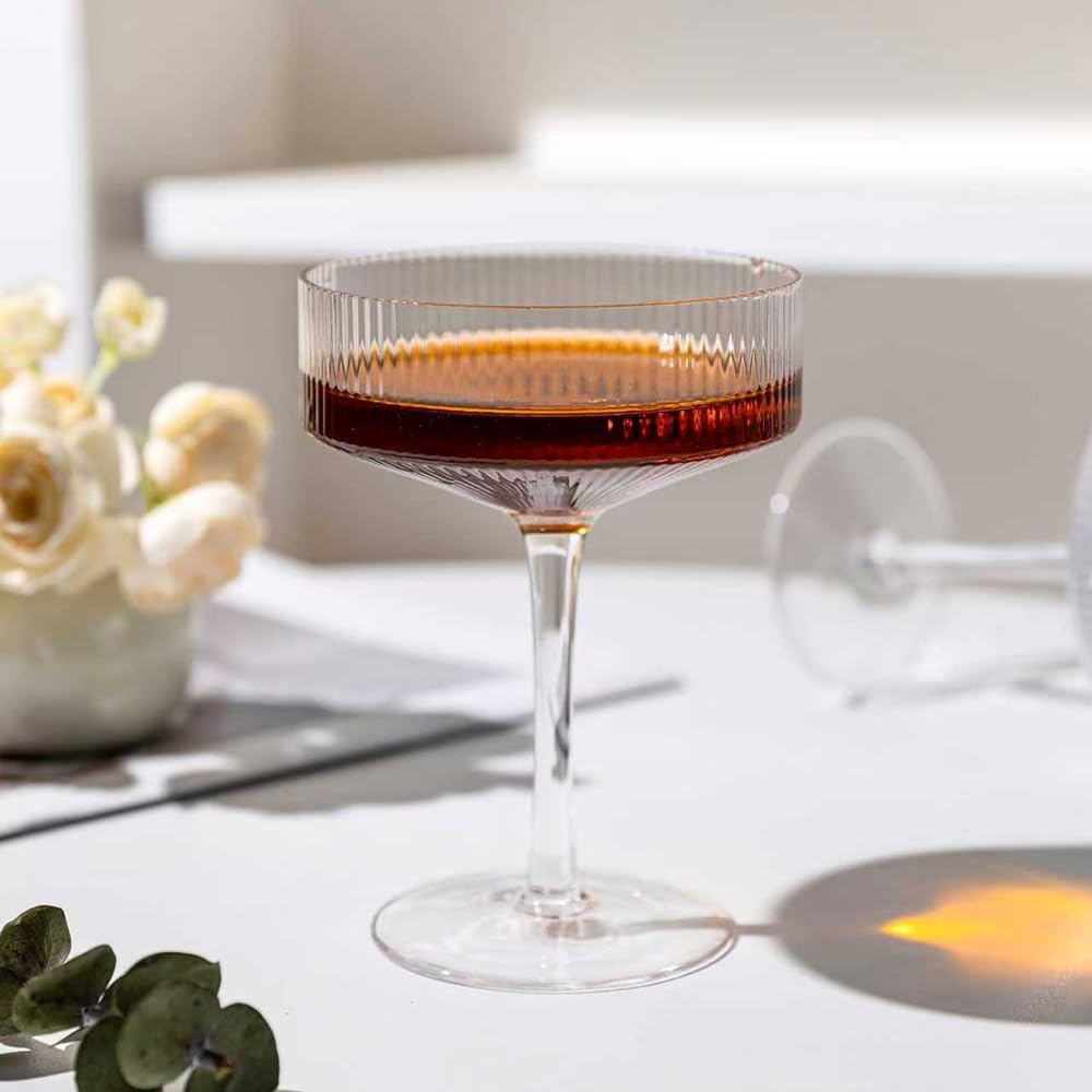 Elegant Martini Glasses Set of 4 - Premium Hand-Blown Lead-Free Crystal for Cocktails, Champagne, and More!