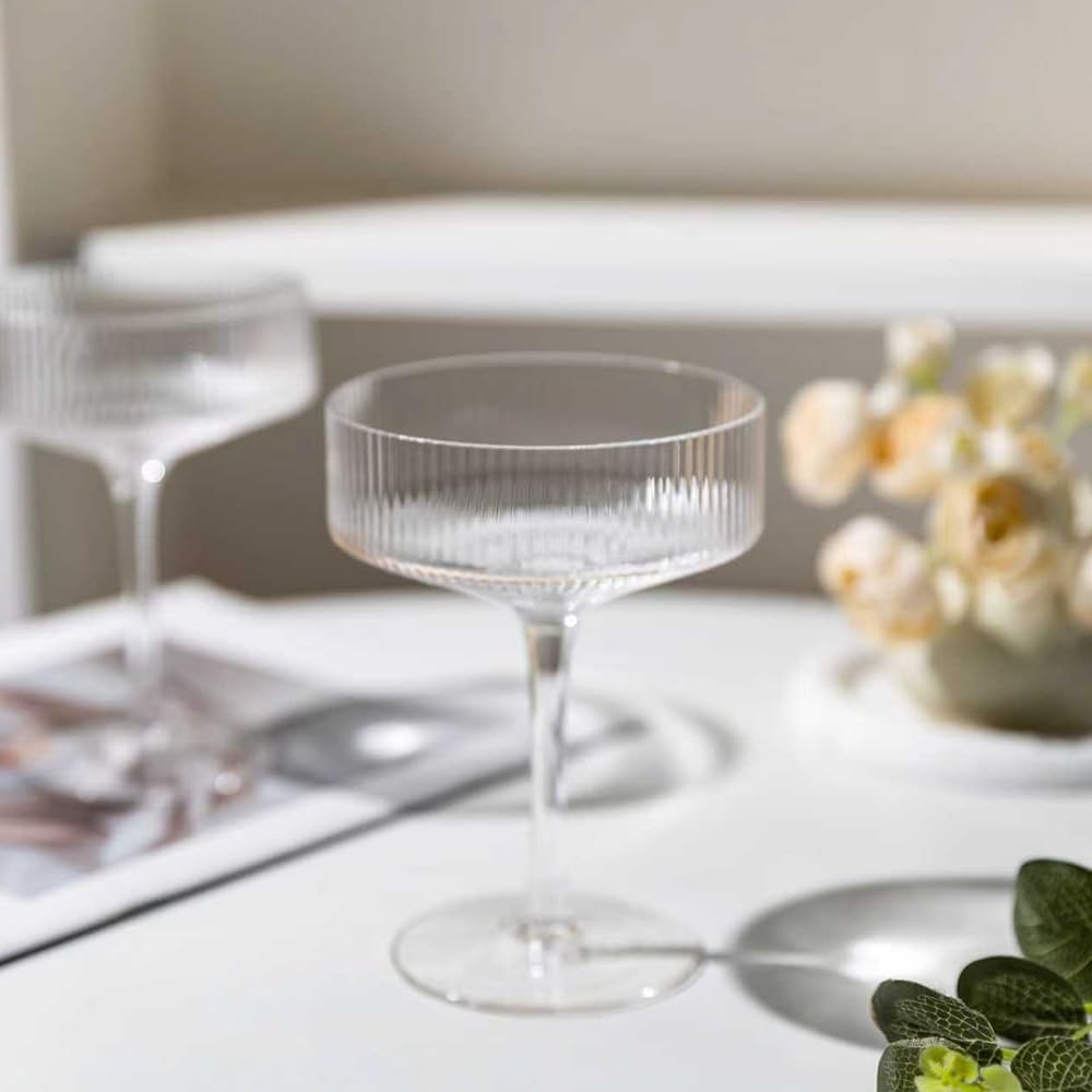 Elegant Martini Glasses Set of 4 - Premium Hand-Blown Lead-Free Crystal for Cocktails, Champagne, and More!