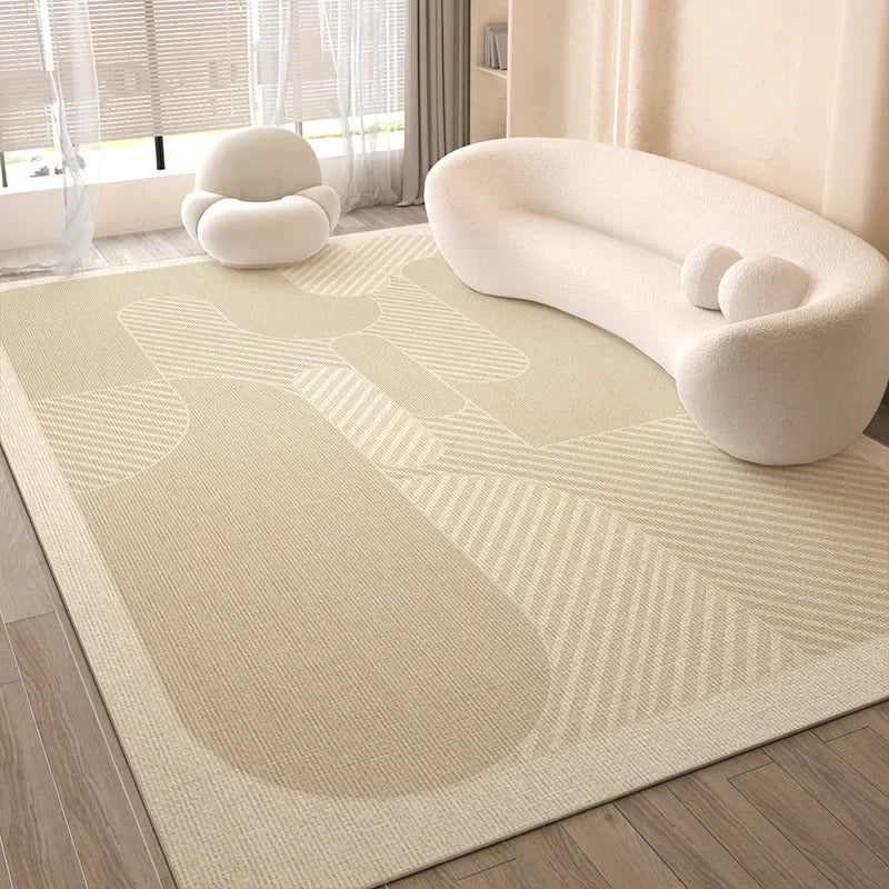 Cream Style Living Room Carpet, Waterproof and Anti-Slip Sofa Coffee Table Rug, Bedroom Floor Mat, Home Decoration
