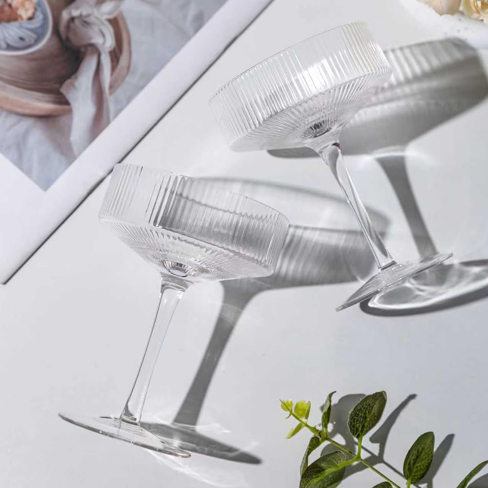 Elegant Martini Glasses Set of 4 - Premium Hand-Blown Lead-Free Crystal for Cocktails, Champagne, and More!