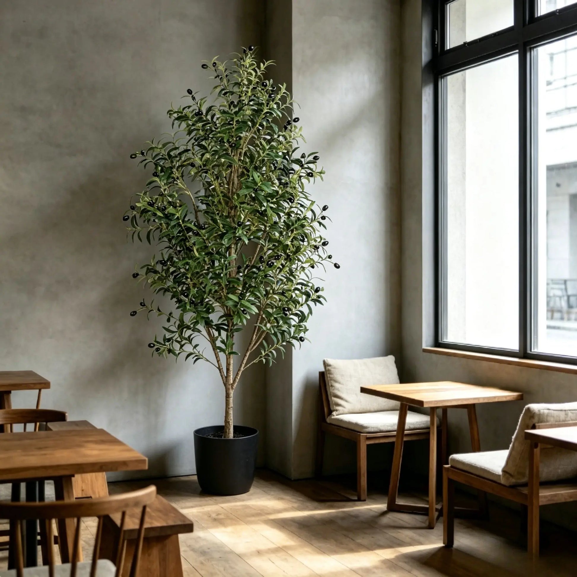 110/150/180Cm Non-Hazardous Artificial Olive Tree with Pot, Low-Maintenance Indoor Decor Tree for Home Office Commercial