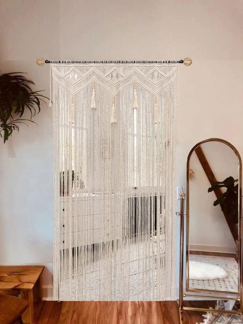 LIMITLZ™ Macrame Curtain as Window Panel, Boho Bedroom Decor, Soft Natural Light