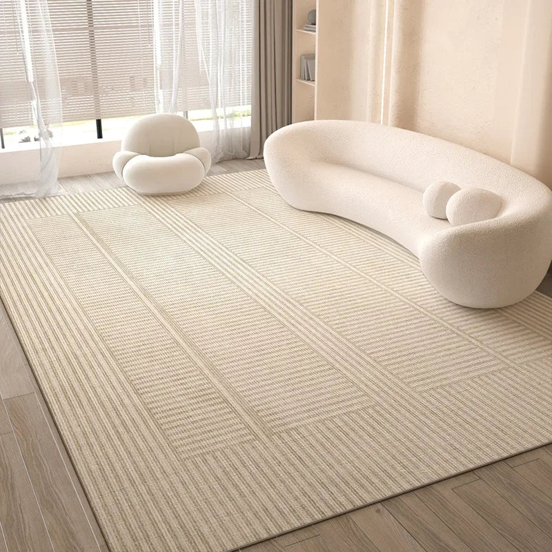 Cream Style Living Room Carpet, Waterproof and Anti-Slip Sofa Coffee Table Rug, Bedroom Floor Mat, Home Decoration