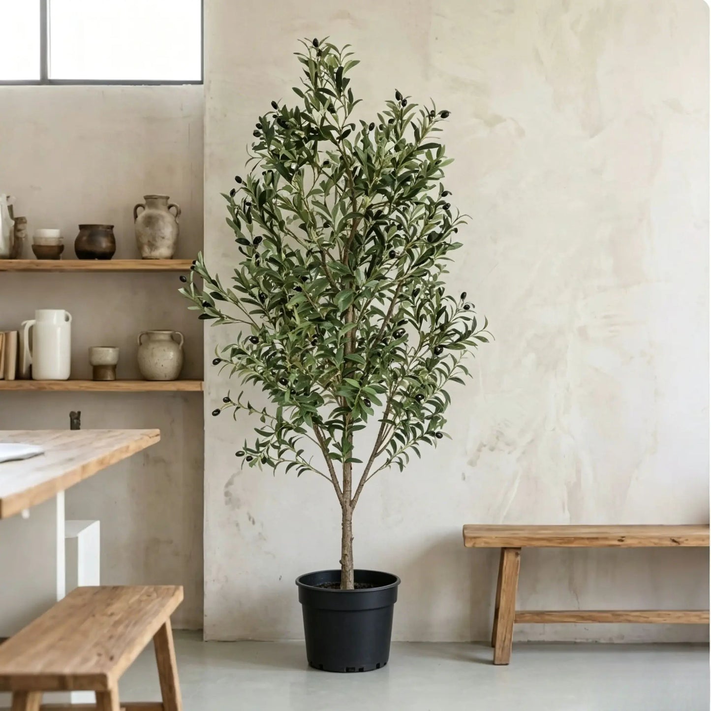 110/150/180Cm Non-Hazardous Artificial Olive Tree with Pot, Low-Maintenance Indoor Decor Tree for Home Office Commercial