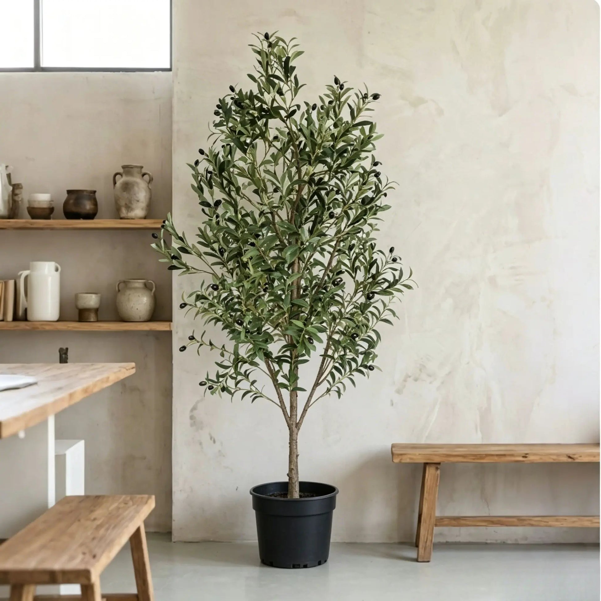 110/150/180Cm Non-Hazardous Artificial Olive Tree with Pot, Low-Maintenance Indoor Decor Tree for Home Office Commercial