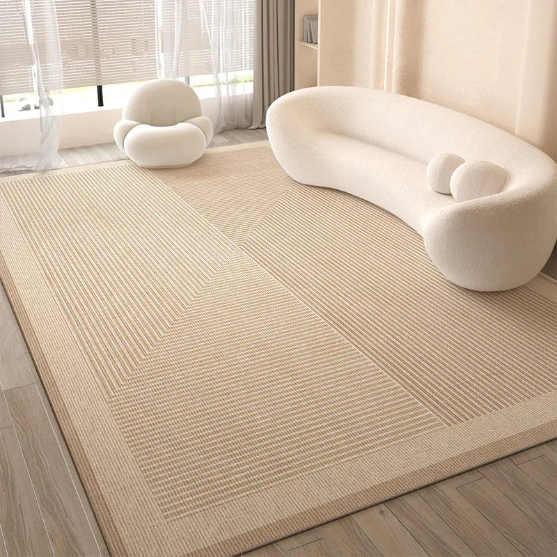 Cream Style Living Room Carpet, Waterproof and Anti-Slip Sofa Coffee Table Rug, Bedroom Floor Mat, Home Decoration