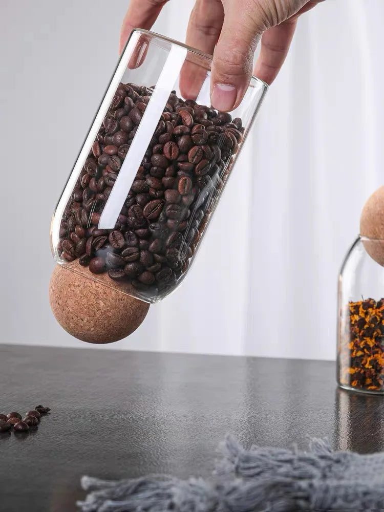 Ball Cork Lid Glass Jars Set of 3 | Clear Borosilicate Kitchen Canisters | Limitlz™