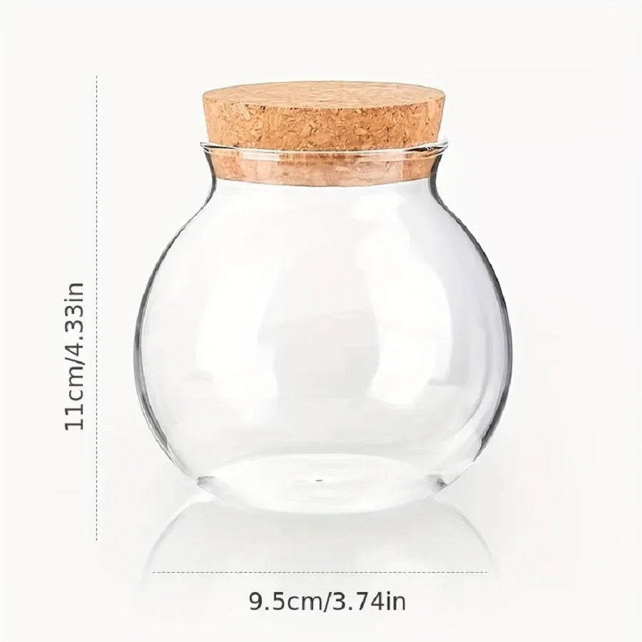 6Pcs/Set Storage Containers,500Ml/16.91Oz Cork Glass Tea Jar with Cork Stopper,Round Sealed Food Storage Jar, Kitchen Organizers