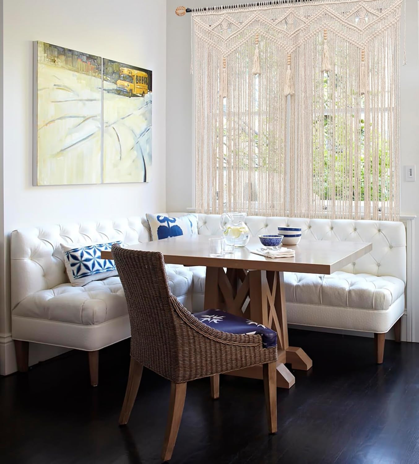LIMITLZ™ Macrame Curtain Room Divider, Open Plan Living Space, Coastal Boho Decor