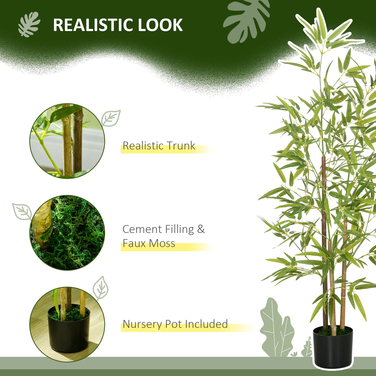 Artificial Plant Bamboo Artificial Tree Height 120 Cm with Pot for Home Indoor Decor