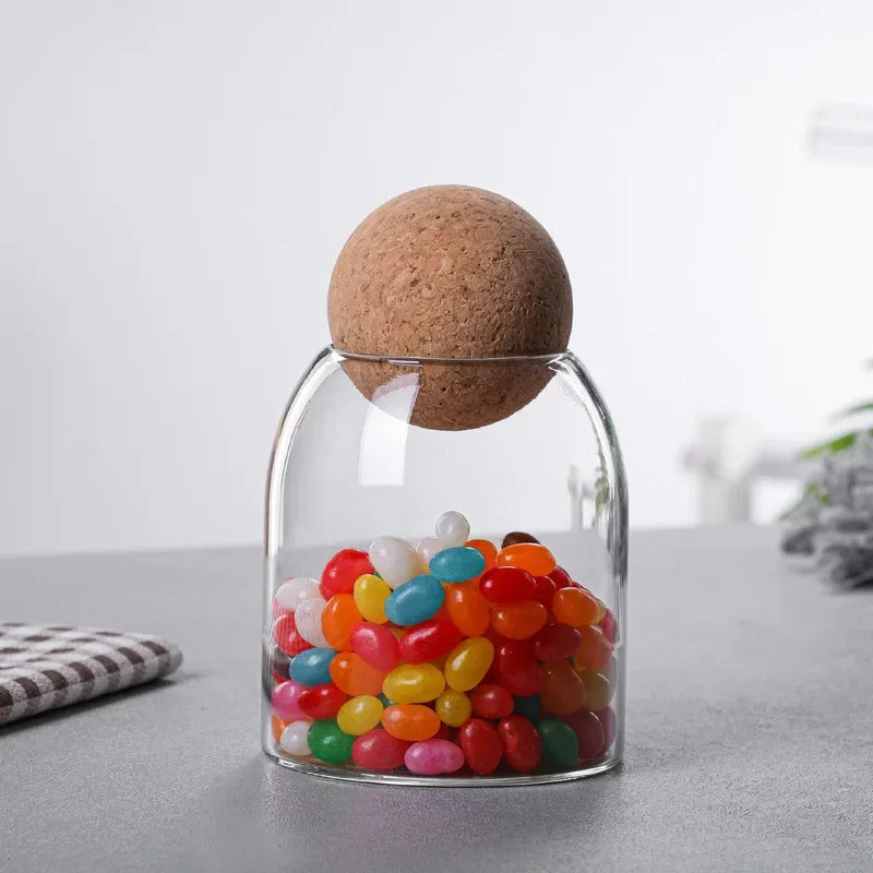 Ball Cork Lid Glass Jars Set of 3 | Clear Borosilicate Kitchen Canisters | Limitlz™