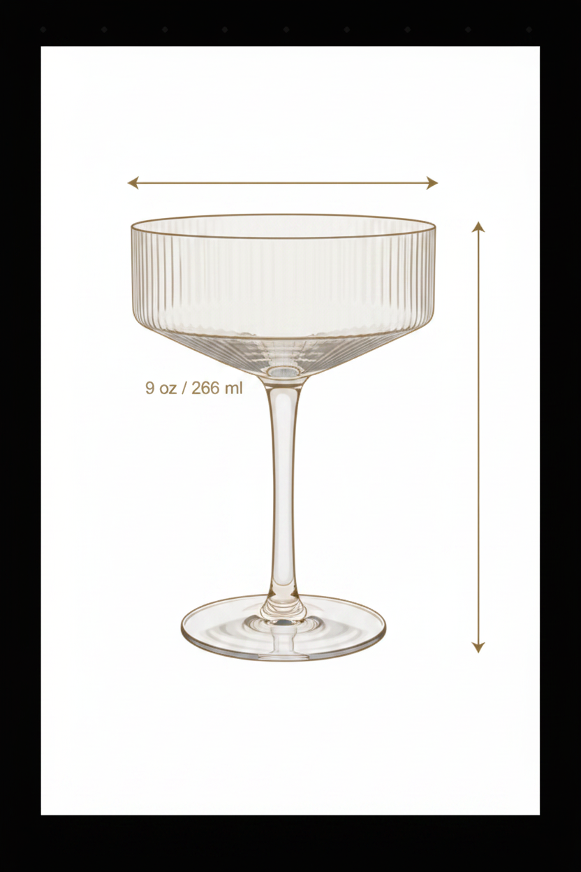 Coupe Martini Glass Dimension Diagram