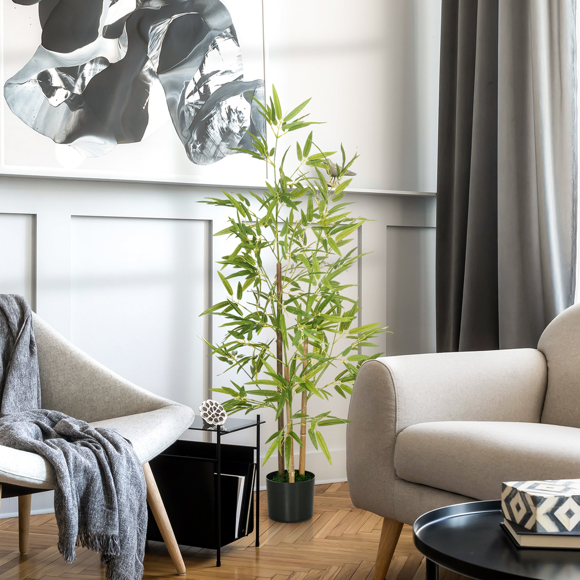 Artificial Plant Bamboo Artificial Tree Height 120 Cm with Pot for Home Indoor Decor