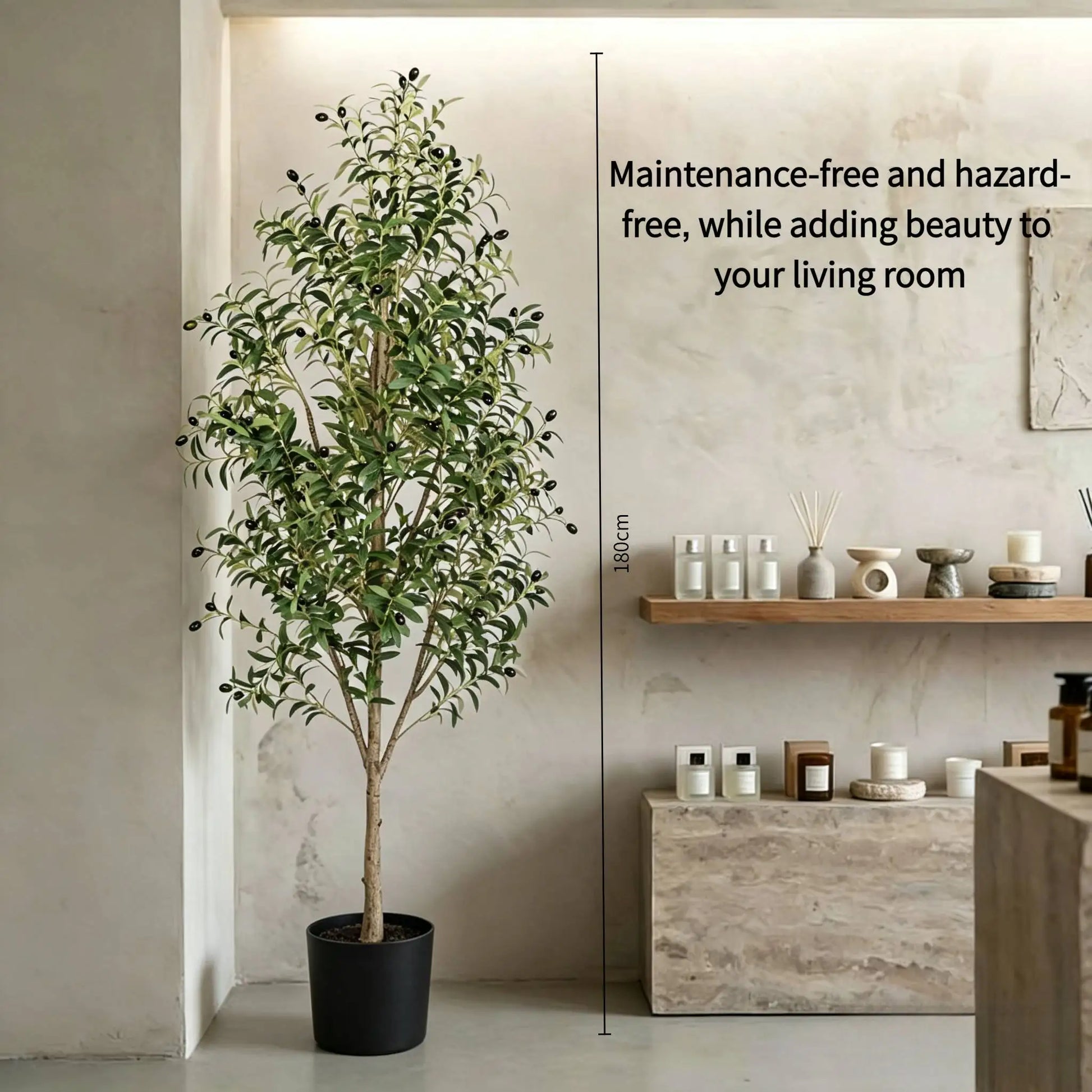 110/150/180Cm Non-Hazardous Artificial Olive Tree with Pot, Low-Maintenance Indoor Decor Tree for Home Office Commercial