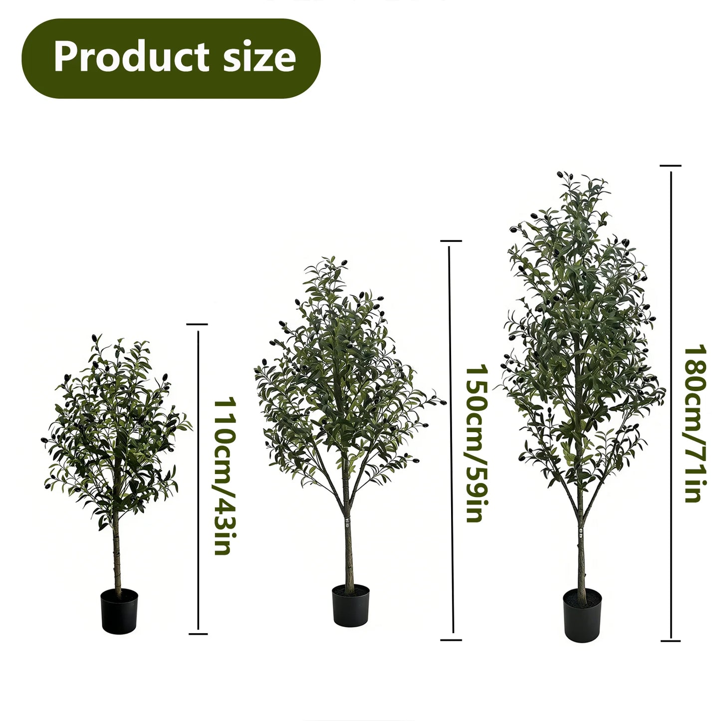 110/150/180Cm Non-Hazardous Artificial Olive Tree with Pot, Low-Maintenance Indoor Decor Tree for Home Office Commercial