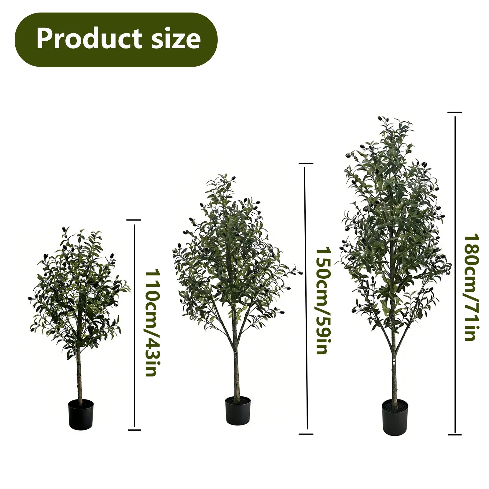 110/150/180Cm Non-Hazardous Artificial Olive Tree with Pot, Low-Maintenance Indoor Decor Tree for Home Office Commercial