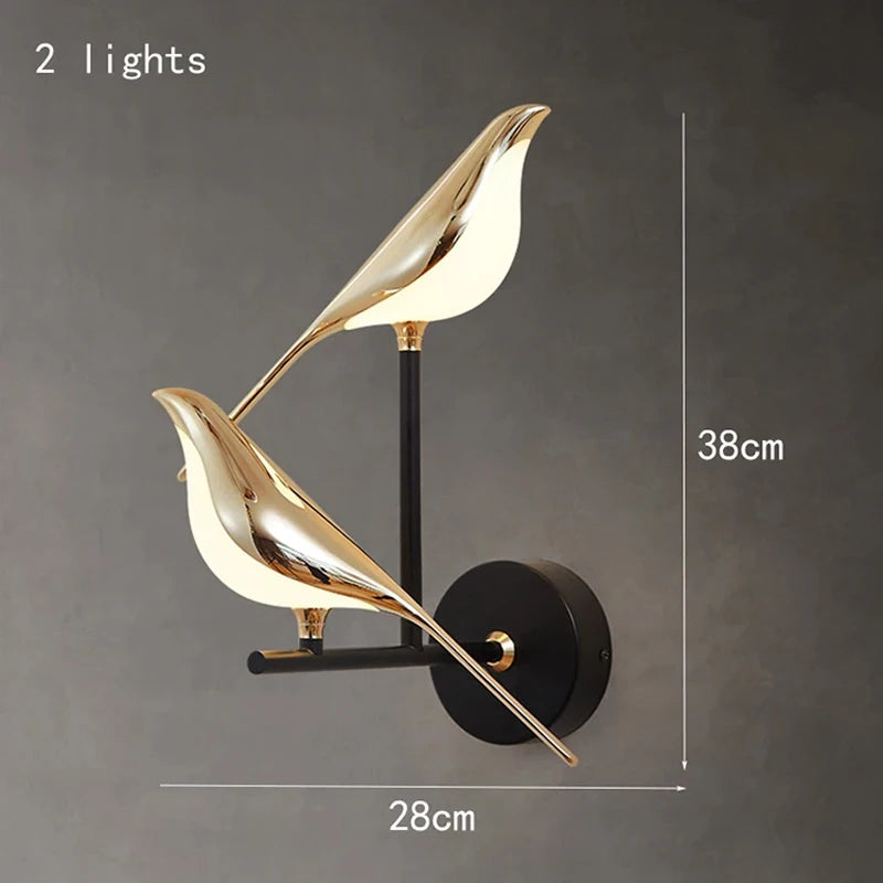 LIMITLZ™ Nordic Golden Bird Sconce, Side View, Gold Bird Silhouette Wall Light