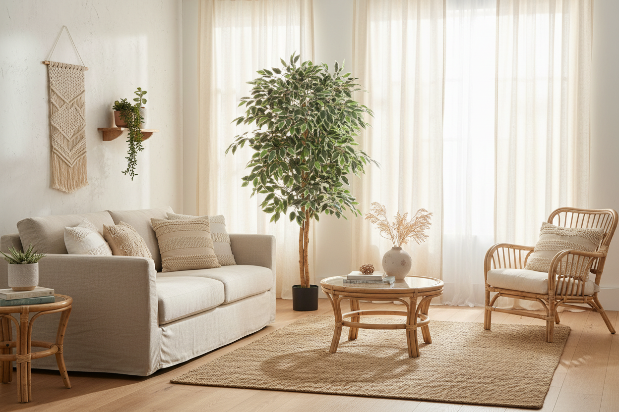 Limitlz Ficus Tree Cozy Living Room